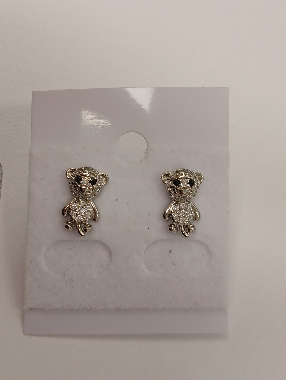 NEW! 18k White Gold Filled Monkey Crystal Stud Earrings - By Goldoro